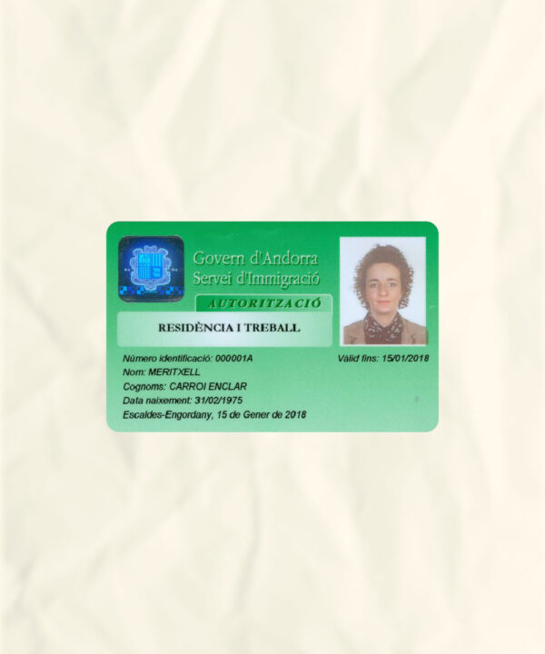 Andorra National Identity Card Fake Template