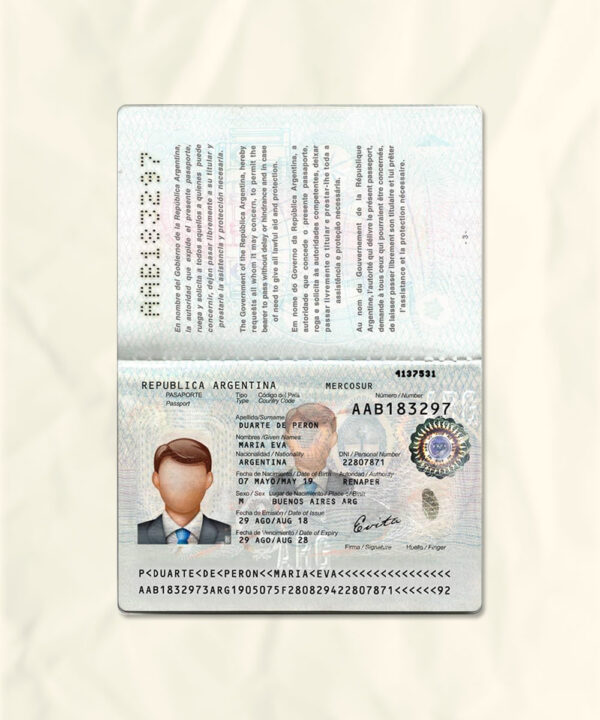 Argentina passport fake template