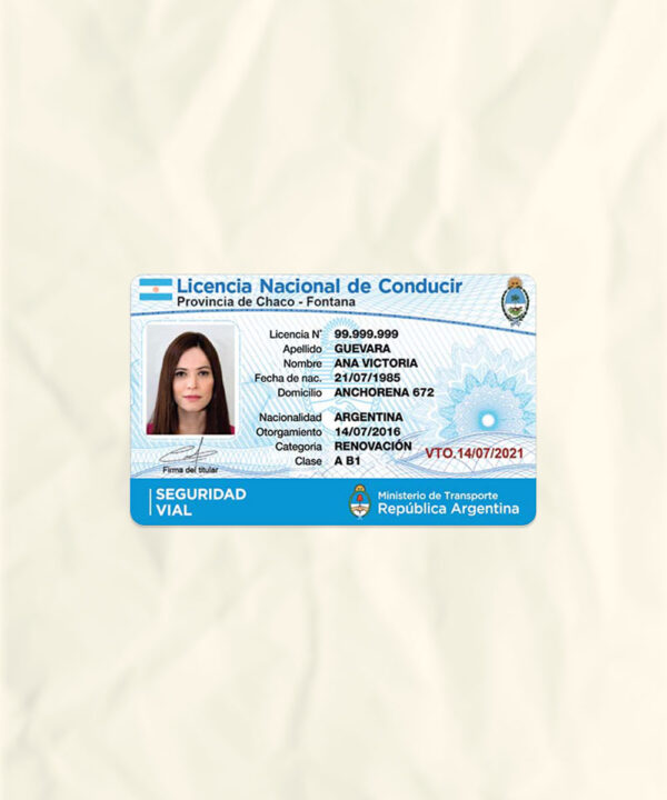 Argentina driver license psd fake template