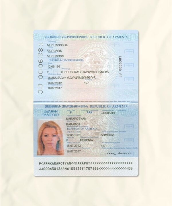Armenia passport fake template