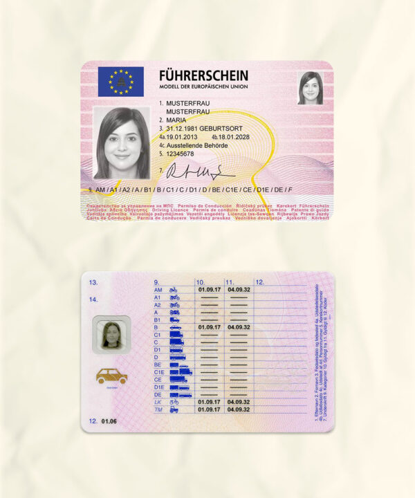 Austria driver license psd fake template