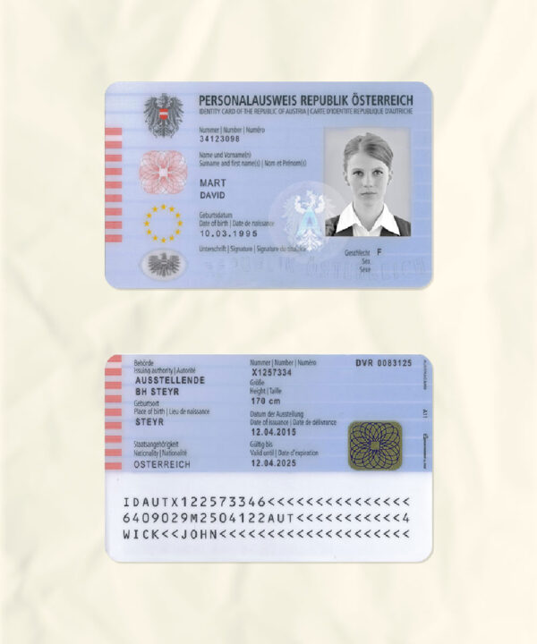 Austria National Identity Card Fake Template