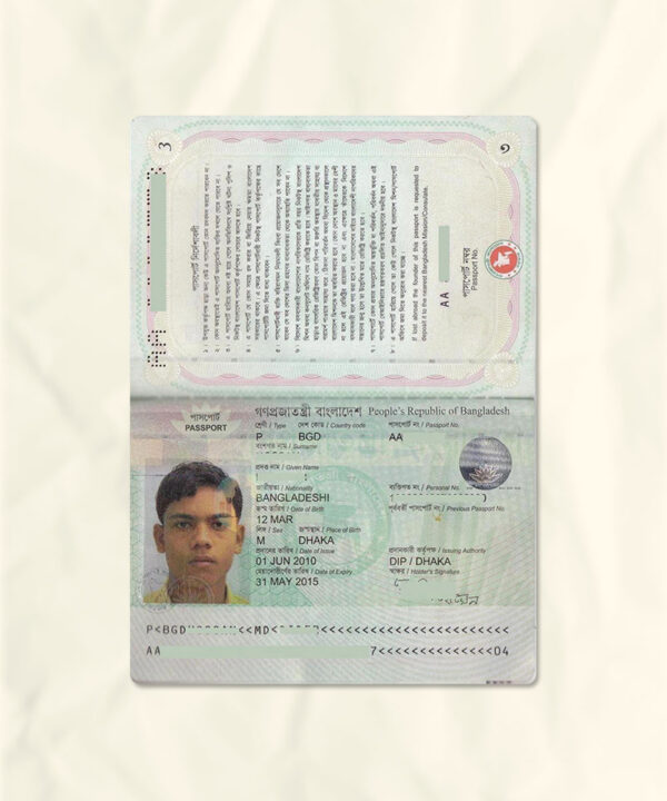 Bangladesh passport fake template