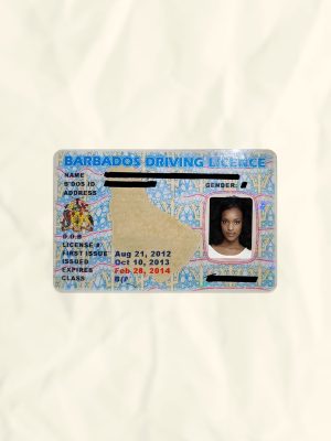 Barbados driver license psd fake template