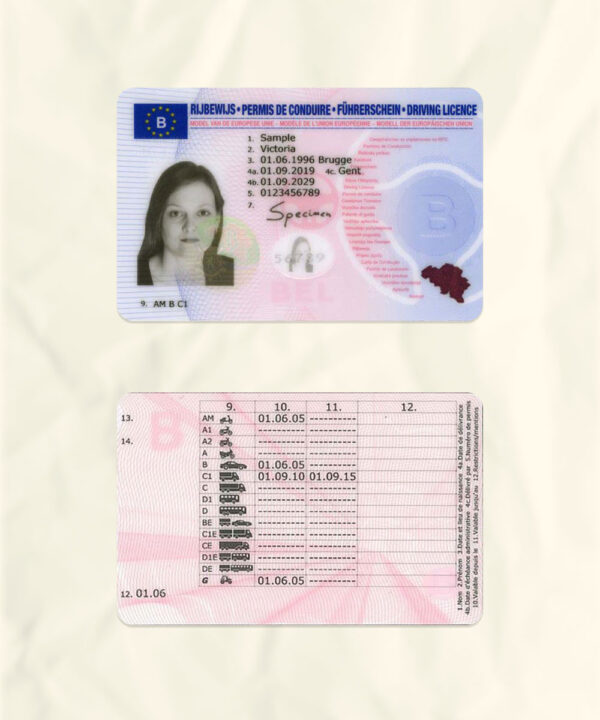 Belgium driver license psd fake template