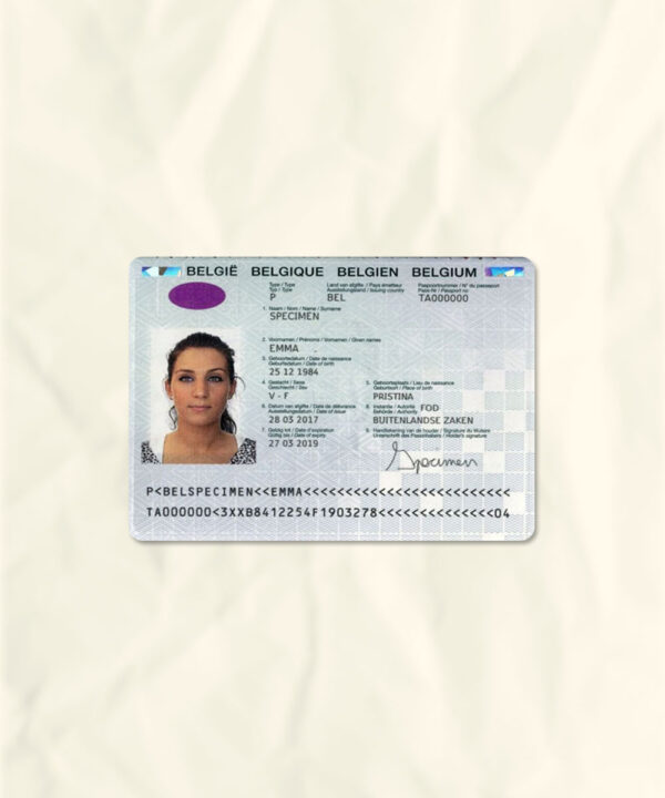 Belgium passport fake template