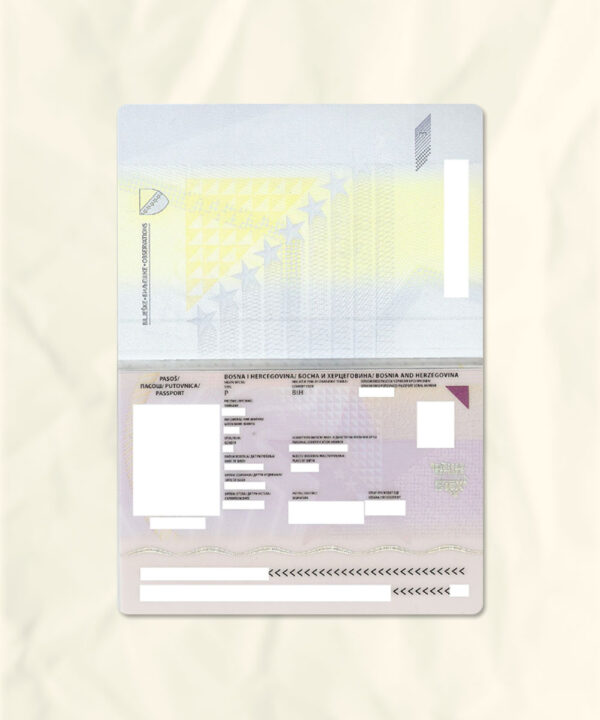 Bosnia and Herzegovina passport fake template