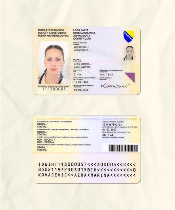 Bosnia National Identity Card Fake Template