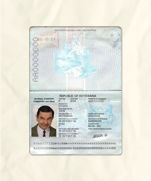 Botswana passport fake template
