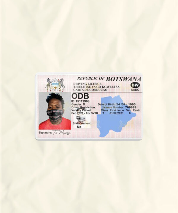 Botswana driver license psd fake template