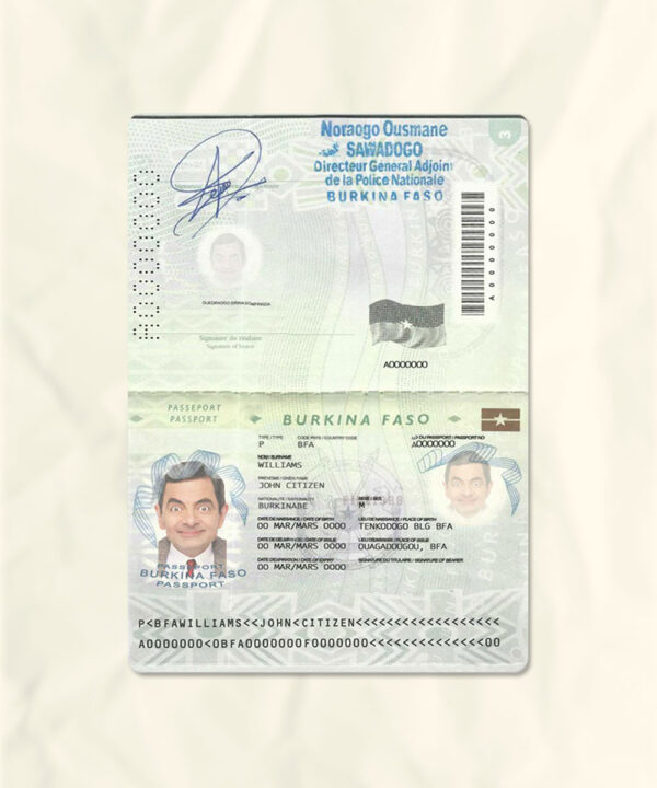 Burkina Faso passport fake template