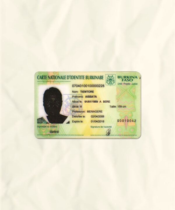 Burkina Faso National Identity Card Fake Template