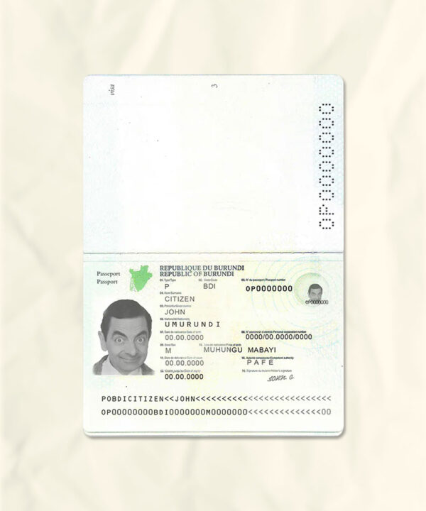 Burundi passport fake template