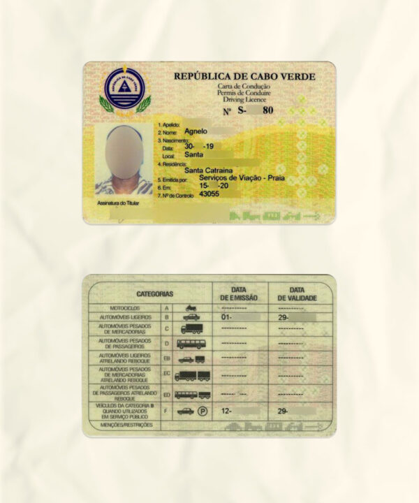 Cabo Verde driver license psd fake template