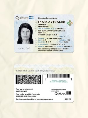 Canada-Quebec driver license psd fake template