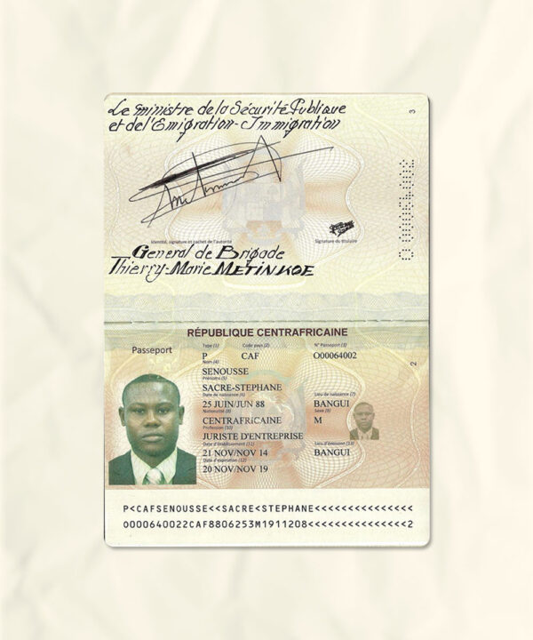 Central African passport fake template