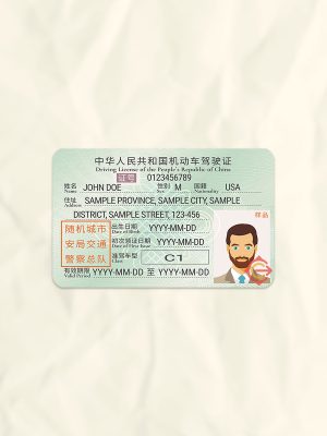 China driver license psd fake template