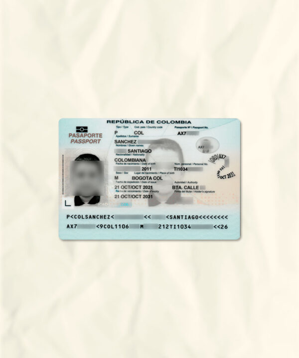 Colombia passport fake template