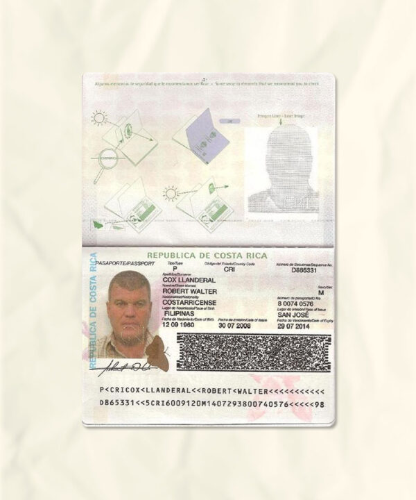 Costa Rica passport fake template