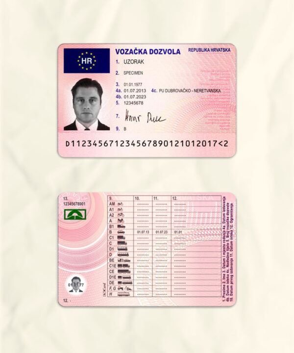 Croatia driver license psd fake template