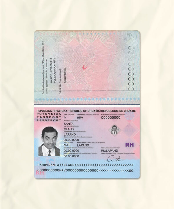 Croatia passport fake template