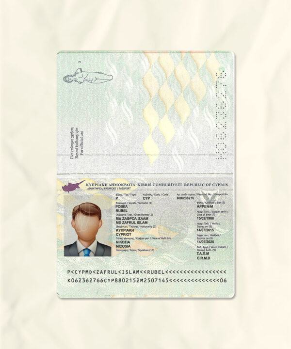 Cyprus passport fake template