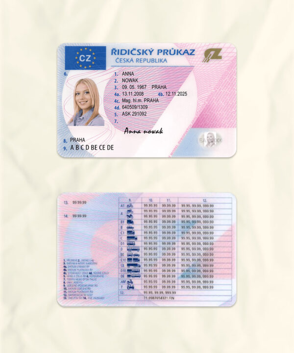 Czechia driver license psd fake template