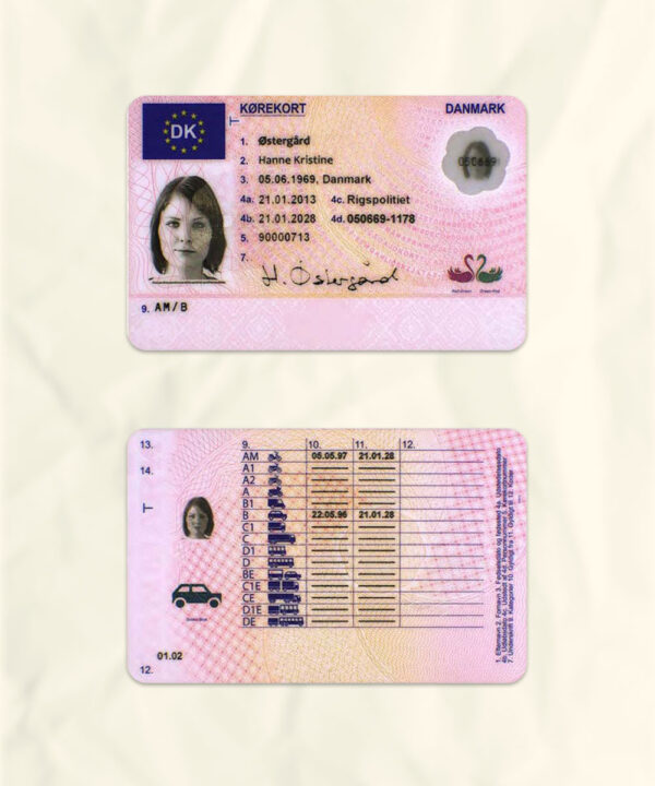 Denmark driver license psd fake template