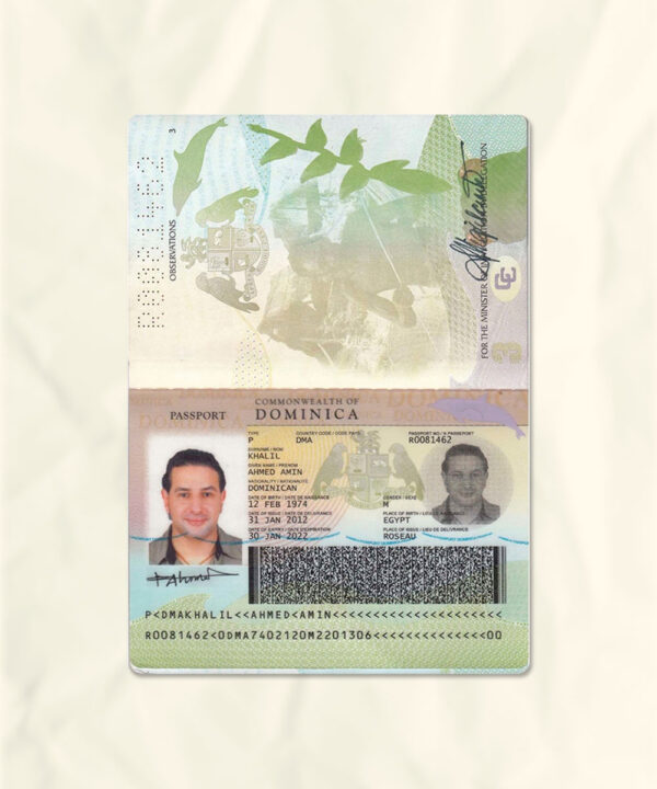 Dominica passport fake template