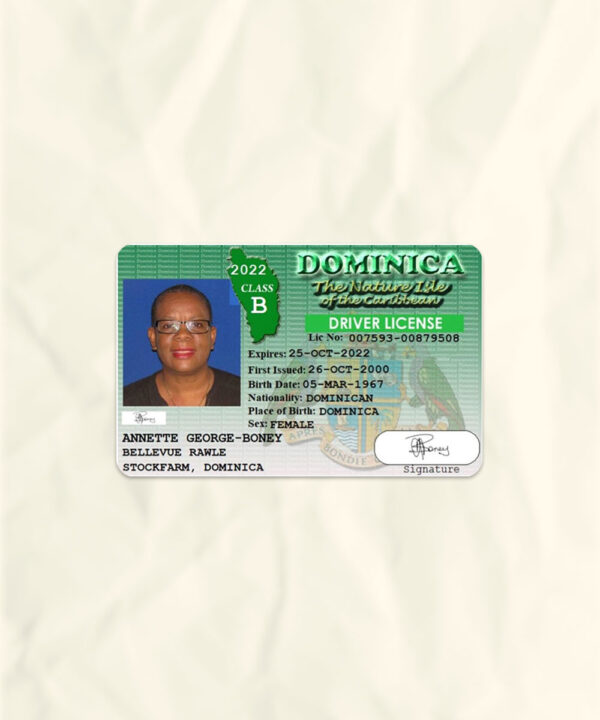 Dominica driver license psd fake template
