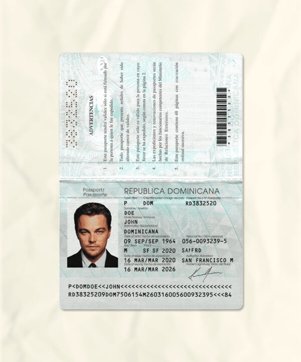 Dominican passport fake template