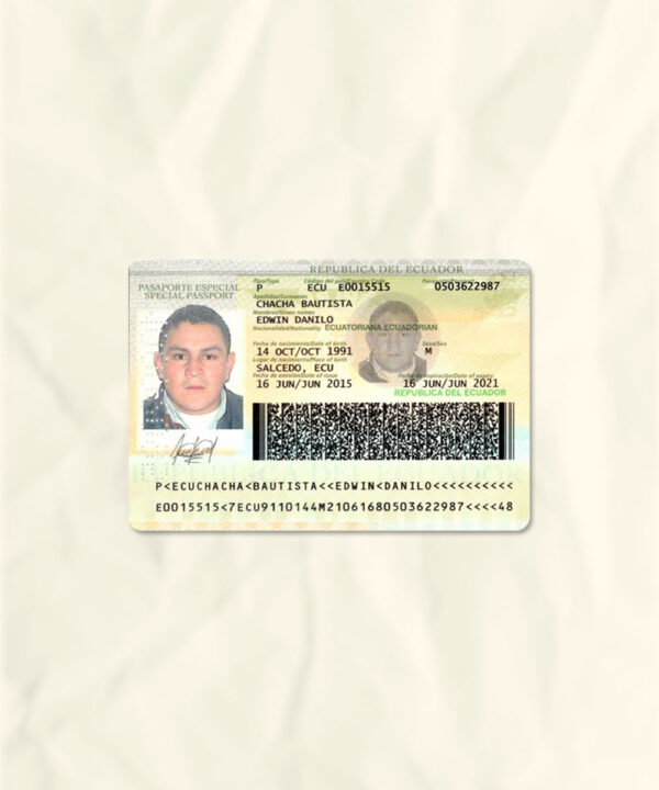 Ecuador passport fake template