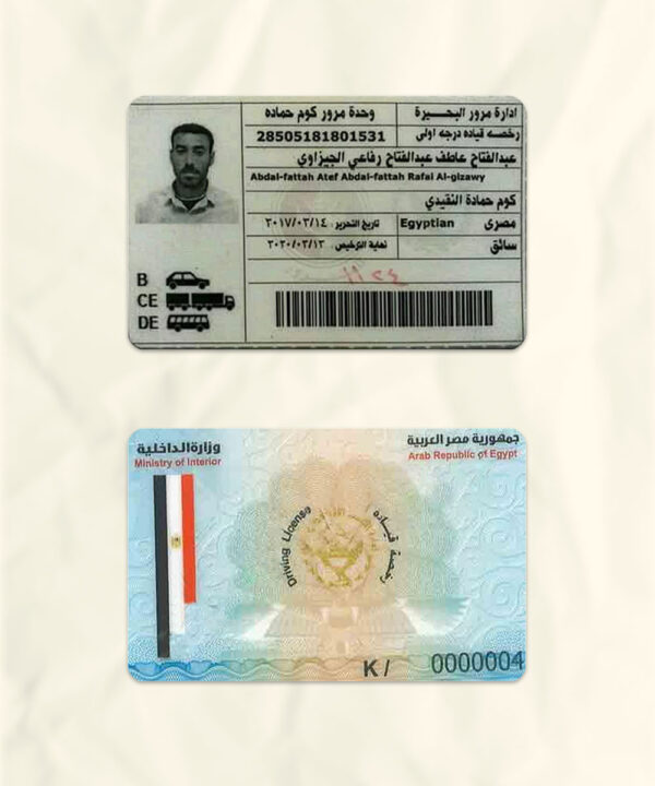 Egypt driver license psd fake template