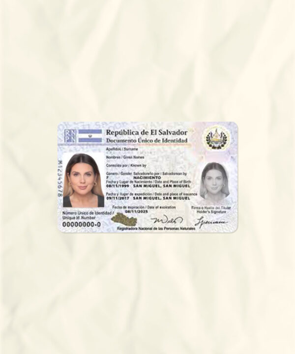 El Salvador National Identity Card Fake Template