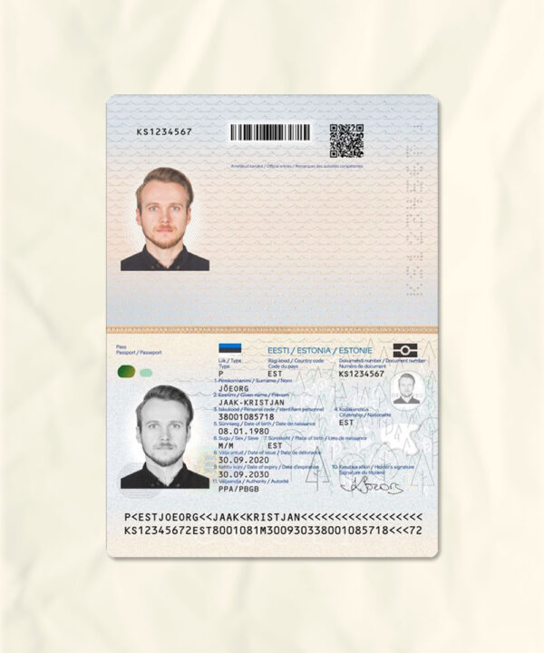 Estonia passport fake template