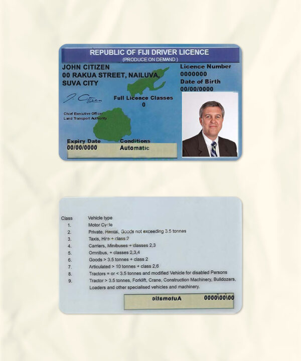Fiji driver license psd fake template