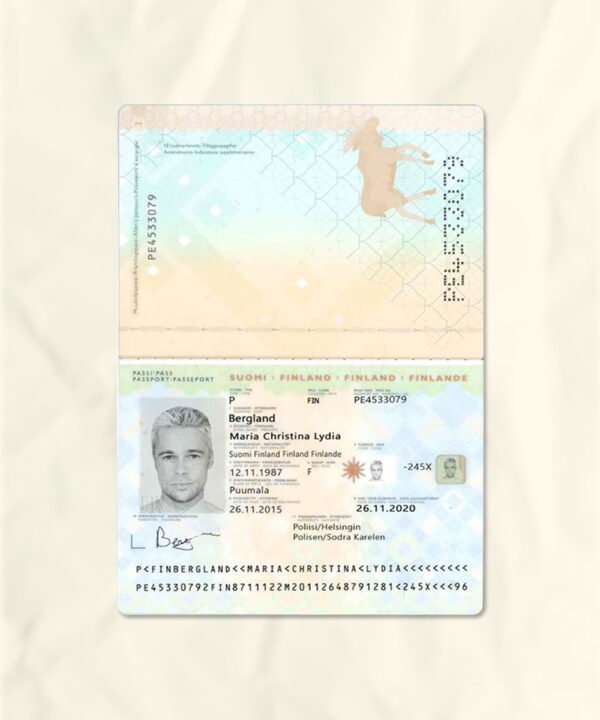 Finland passport fake template
