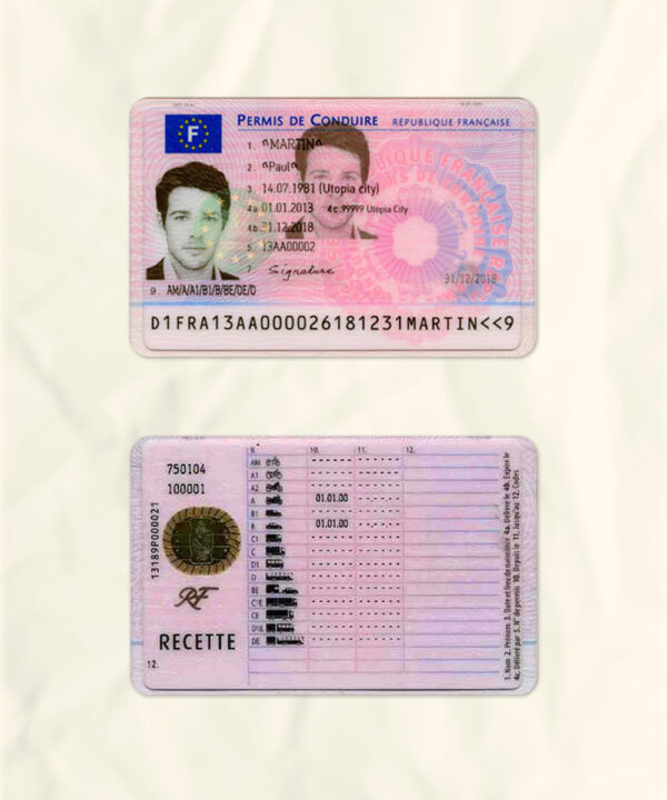 France driver license psd fake template