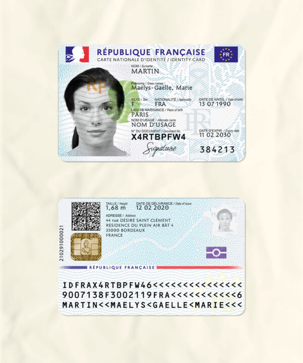 France National Identity Card Fake Template