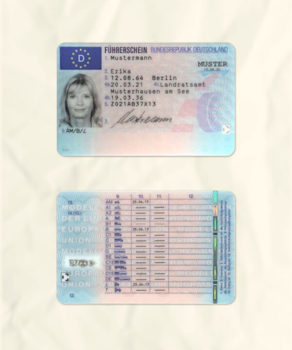 Germany driver license psd fake template