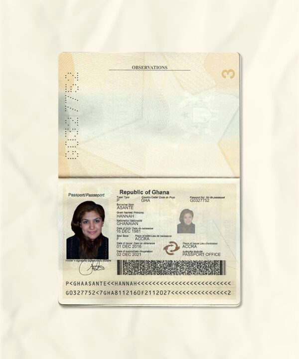 Ghana passport fake template