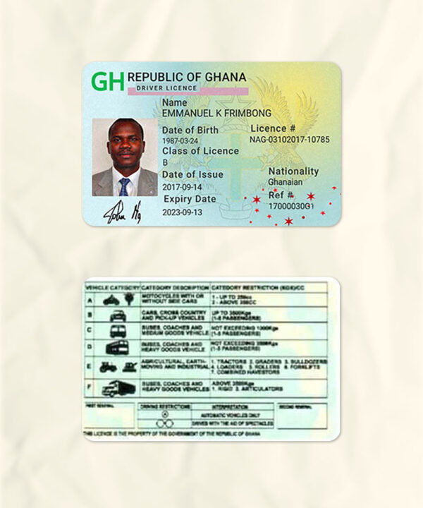 Ghana driver license psd fake template