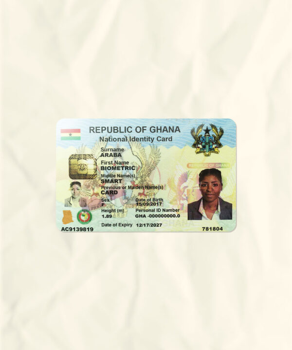 Ghana National Identity Card Fake Template