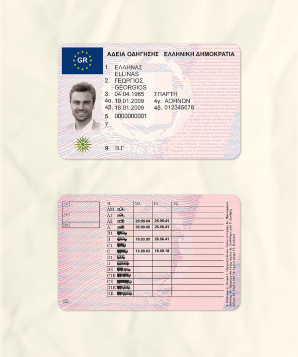 Greece driver license psd fake template