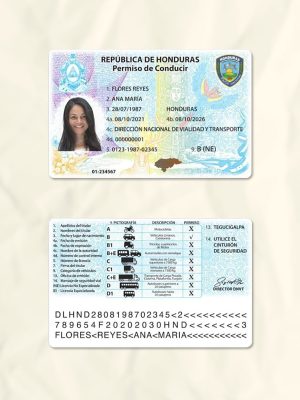 Honduras driver license psd fake template