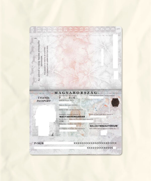 Hungary passport fake template