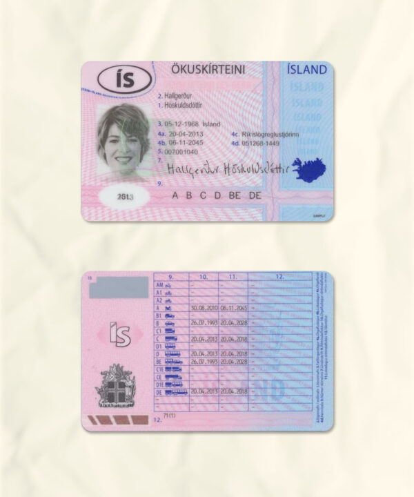 Iceland driver license psd fake template
