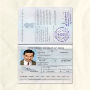 India passport fake template