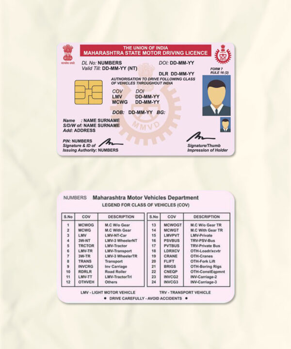 India driver license psd fake template