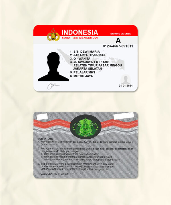 Indonesia driver license psd fake template